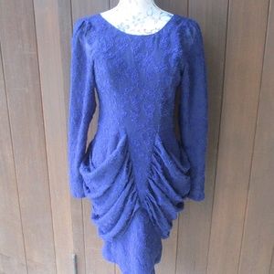 NWT Purple Vtg Inspo Dress S Low Back Gathers Sexy